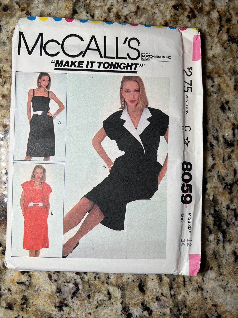 Vintage 1982 McCall’s 8059 Jacket Camisole Skirt Pattern Size 12 Officecore